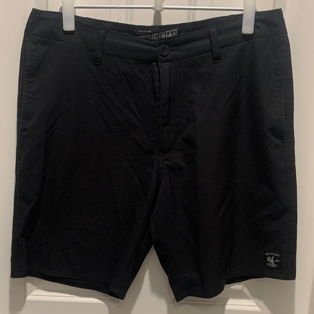 Vanphibian Black Flat Front Shorts